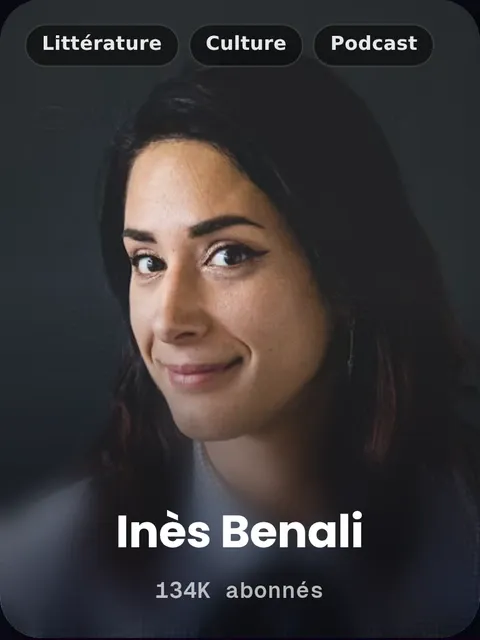 La carte d'Inès Benali telle qu'un kit média la rend · photo, niches, nom et abonnés.